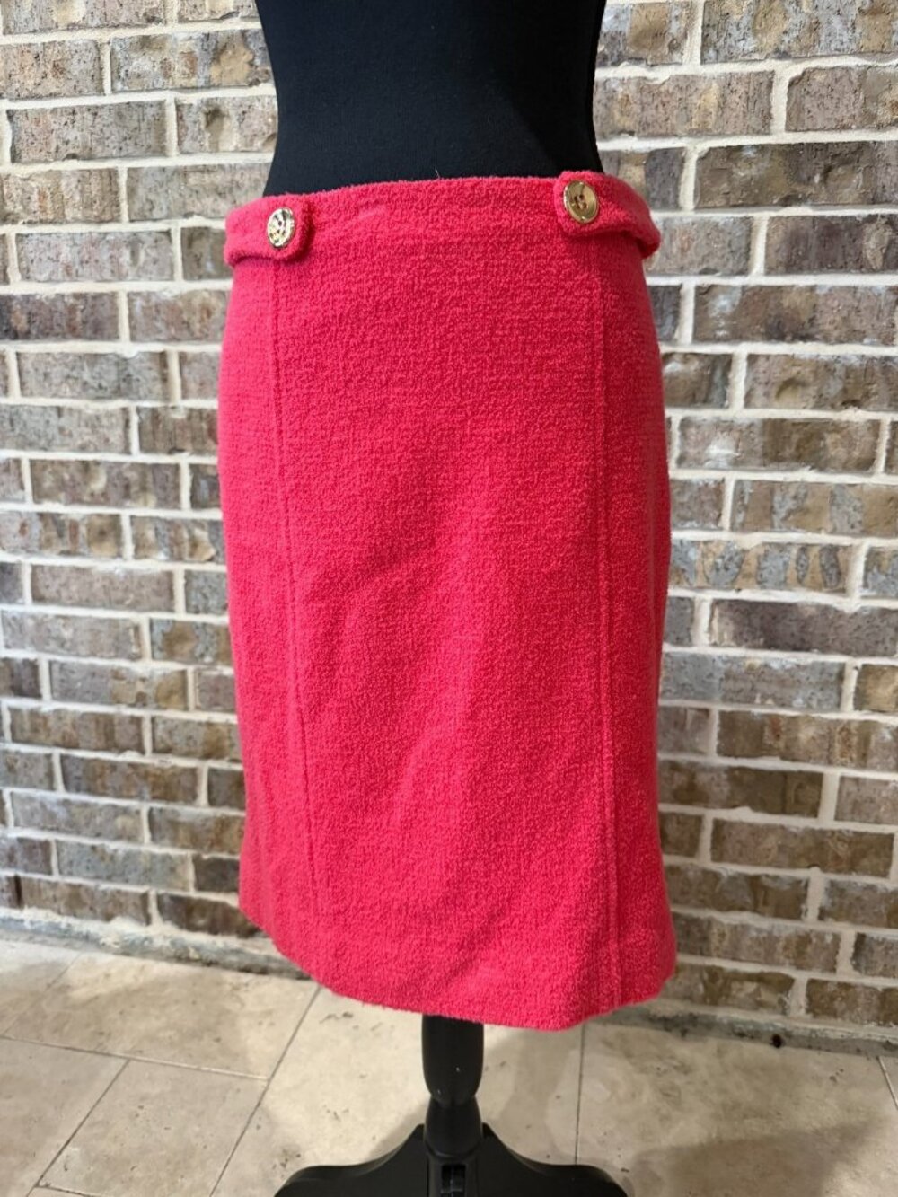 Milly New York Vintage boucle fabric pencil skirt pink color size 8 classic wool
